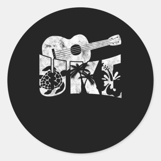 ウクレレ楽器アコースティックギターギフト ラウンドシール (正面)