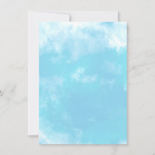 ウクレレ水色 |熱帯誕生日ルアウ（ハワイ式宴会）パーティー 招待状 (裏面)