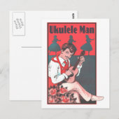 ウクレレ男はがき ポストカード (正面/裏面)