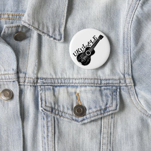 ウクレレ白黒文字と画像 缶バッジ (インサイチュ)