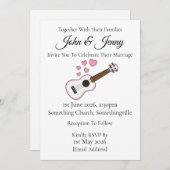 ウクレレ結婚式招待状ウケプレーヤーミュージシャン 招待状 (正面/裏面)