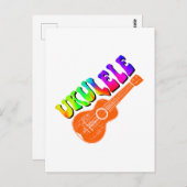 ウクレレ絞り染めグルーヴィ文字アート ポストカード (正面/裏面)