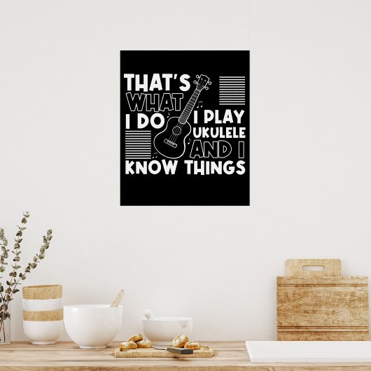 ウクレレ遊と音楽プレーヤーの事を知る ポスター (キッチン)