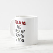 ウクレレ選手はここにコーヒーマグ コーヒーマグカップ (正面左)