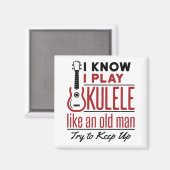ウクレレ選手オールドマンおもしろい引用文ウケ マグネット (正面/裏面)