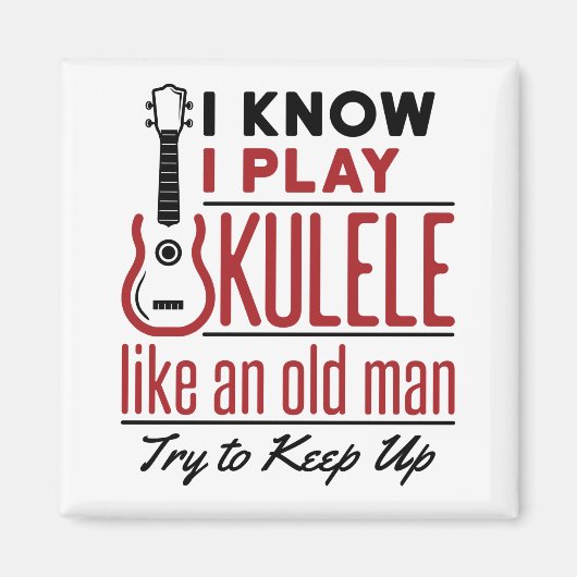 ウクレレ選手オールドマンおもしろい引用文ウケ マグネット (正面)