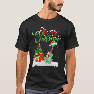 ウクレレ音楽愛好家クリスマス照明サンタウクレレCh Tシャツ