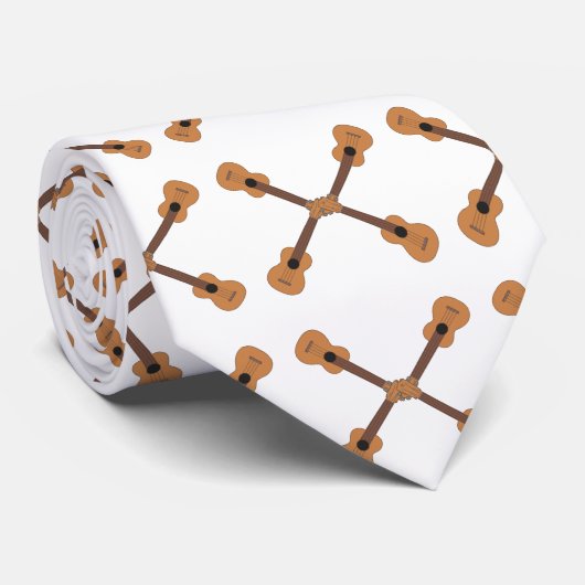 ウクレレ音楽楽器（白） ネクタイ (ロール)