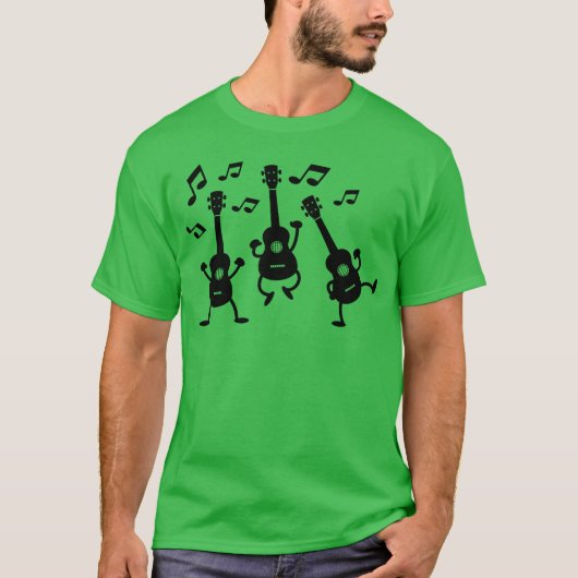 ウクレレ音楽 ビンテージ Tシャツ (正面)