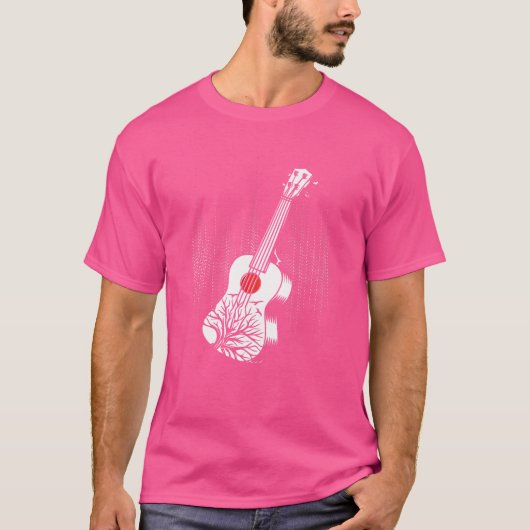 ウクレレ音波ハワイアン音響ミュージシャンウケ Tシャツ (正面)