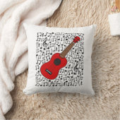 ウクレレ音符ウケプレーヤーミュージシャン（赤） クッション (ブランケット)