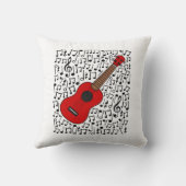 ウクレレ音符ウケプレーヤーミュージシャン（赤） クッション (裏面)