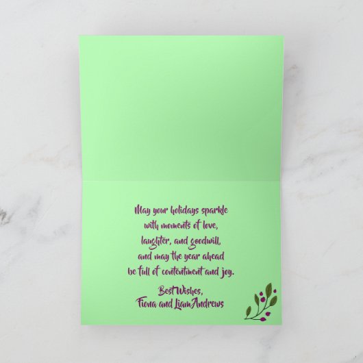 ウクレレ・メリークリスマスとハッピーニューイヤーカード シーズンカード (内部)