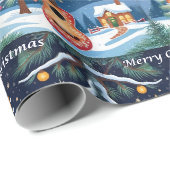 ウクレレ 楽器 スノー クリスマス ラッピングペーパー (ロールコーナー)