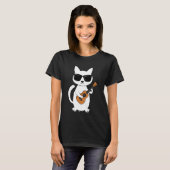 ウクレレ 猫 ウクレリスト 弦楽器 Tシャツ (正面フル)