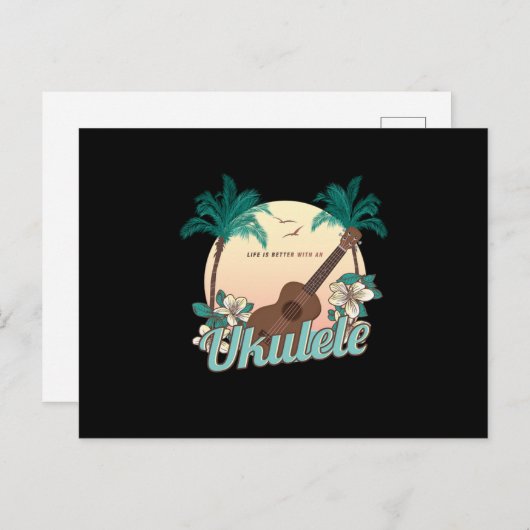 ウクレレUkeアコースティックギフトで人生は良い ポストカード (正面/裏面)