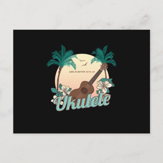 ウクレレUkeアコースティックギフトで人生は良い ポストカード (正面)