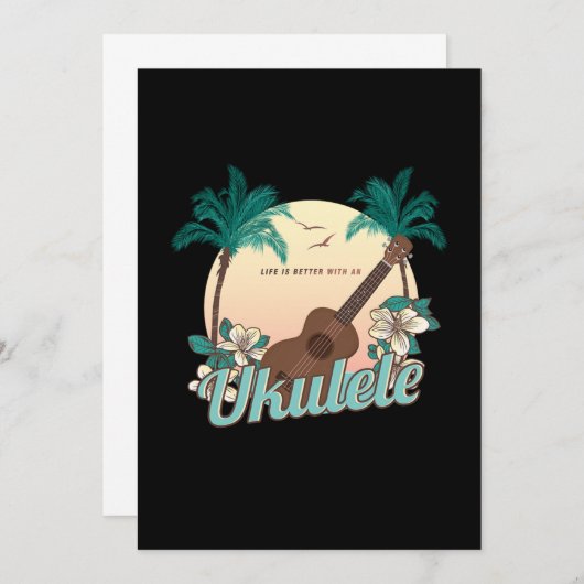ウクレレUkeアコースティックギフトで人生は良い 招待状 (正面/裏面)