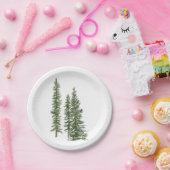 ウグイス冬の常緑樹と（鳥）ショウジョウコウカンチョウ ペーパープレート (パーティー)