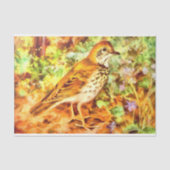 ウグツグミのヴィンテージ鳥（山花付） 薄葉紙 (正面)