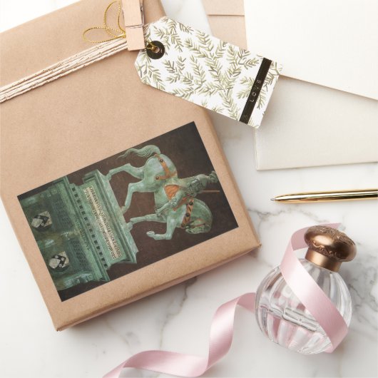 ウケッロのジョン・ホークウッド騎馬像 長方形シール (ギフト)