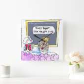 ウサおもしろいギ文法警察の壁時計 スクエア壁時計 (ホーム)