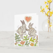 ウサギおめでとうカード カード (黄色い花)
