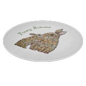 ウサギおもしろいたち。鉛筆スケッチ カッティングボード (角)