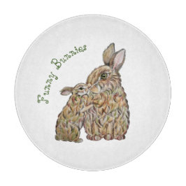 ウサギおもしろいたち。鉛筆スケッチ カッティングボード