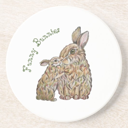 ウサギおもしろいたち。鉛筆スケッチ コースター (正面)