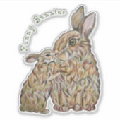 ウサギおもしろいたち。鉛筆スケッチ シール (正面)