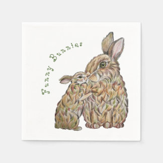 ウサギおもしろいたち。鉛筆スケッチ スタンダードカクテルナプキン