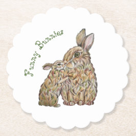 ウサギおもしろいたち。鉛筆スケッチ ペーパーコースター