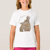 ウサギおもしろいたち。鉛筆スケッチ Tシャツ (正面)