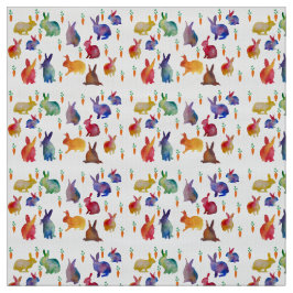 ウサギおよびにんじんのwatercoloの芸術の生地 ファブリック