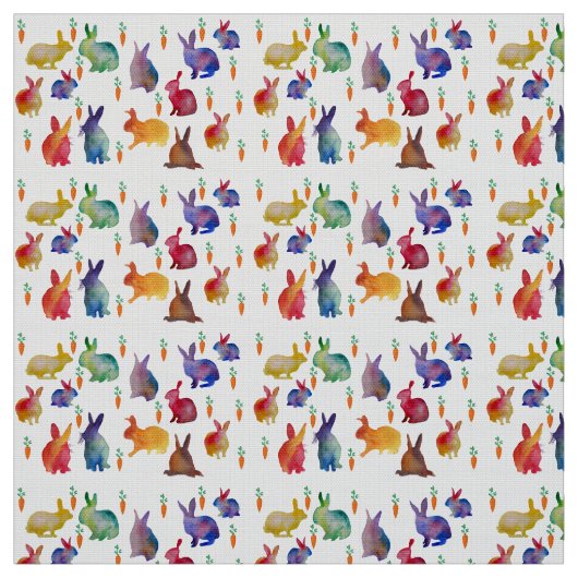 ウサギおよびにんじんのwatercoloの芸術の生地 ファブリック (見本)