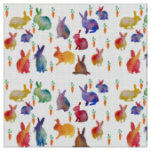 ウサギおよびにんじんのwatercoloの芸術の生地 ファブリック (クローズアップ)