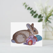 ウサギおよびイースターエッグの絵を描くこと シーズンポストカード (スタンド正面)