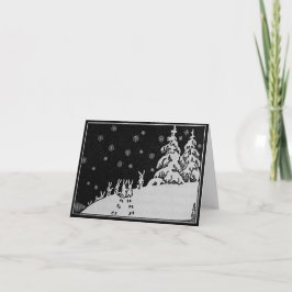 ウサギおよびクリスマスツリーの冬のイラストレーション シーズンカード