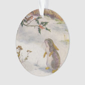 ウサギおよびロビンのヴィンテージのイメージ オーナメント (正面)