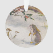 ウサギおよびロビンのヴィンテージのイメージ オーナメント (正面)