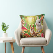 ウサギお洒落と森の景色，リス クッション (椅子)