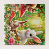 ウサギお洒落と森の景色，リス ジグソーパズル (横)