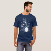 ウサギがドラムを演奏する面白いデザイン Tシャツ (正面フル)