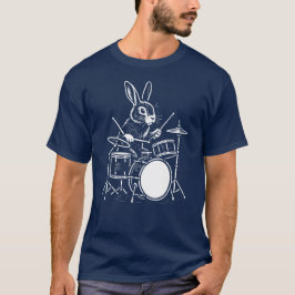 ウサギがドラムを演奏する面白いデザイン Tシャツ