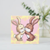 ウサギがハートをキスするバレンタインデーのラブカード シーズンカード (スタンド正面)