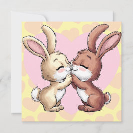 ウサギがハートをキスするバレンタインデーのラブカード シーズンカード