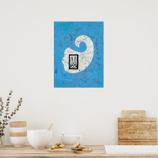 ウサギがポスターウォールアートを見る ポスター (キッチン)