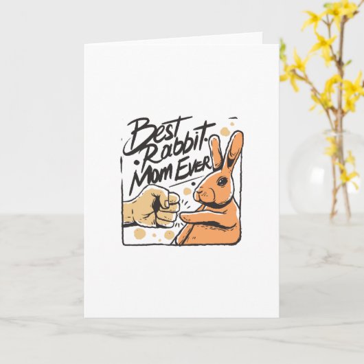 ウサギが人を握り締め最高のる – ウサギの母 カード (黄色い花)