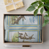 ウサギが大きなイースター金ゴールドの花を運ぶ 薄葉紙 (ギフト)